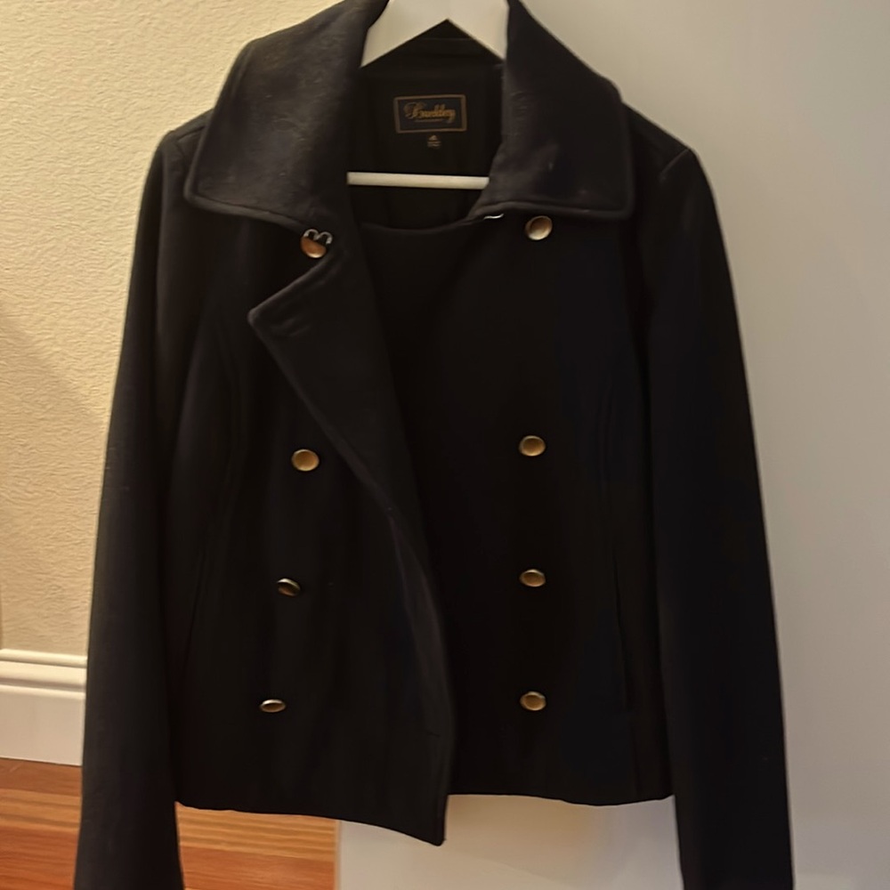 Buckley Tailors Peacoat black with gold buttons size 4